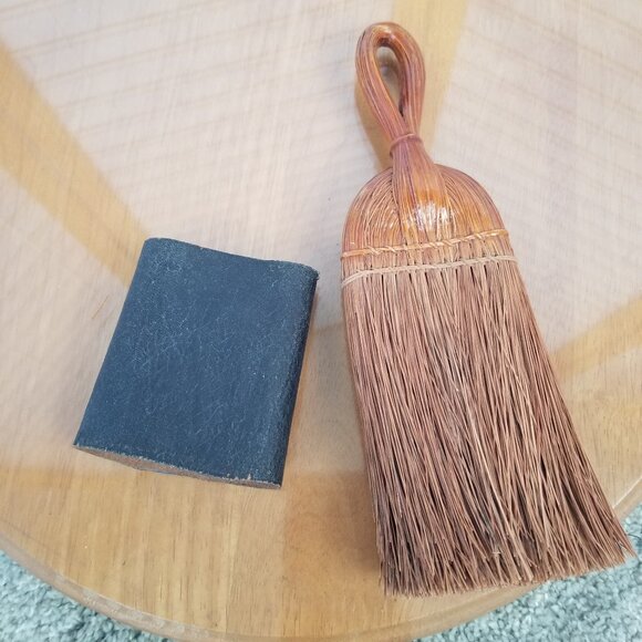 Vintage Clothing Brush Miniature Whisk Broom Leather Sheath Gentlemen's 9" - Picture 1 of 5